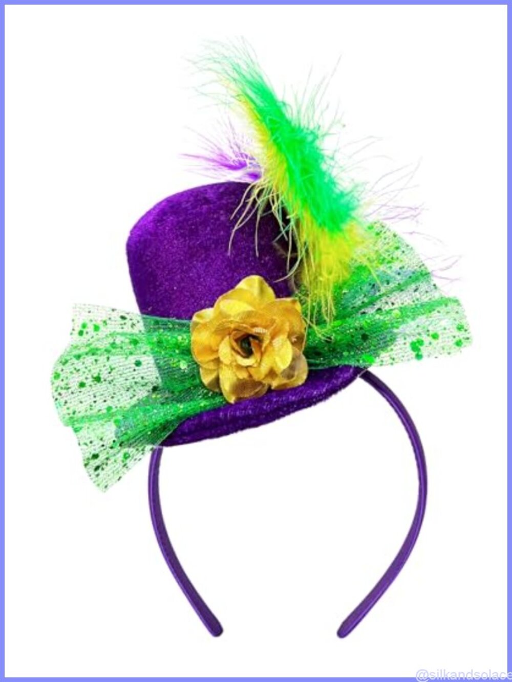 Mardi Gras Mini Top Hat Headband Fascinator Velvet Feather Party
